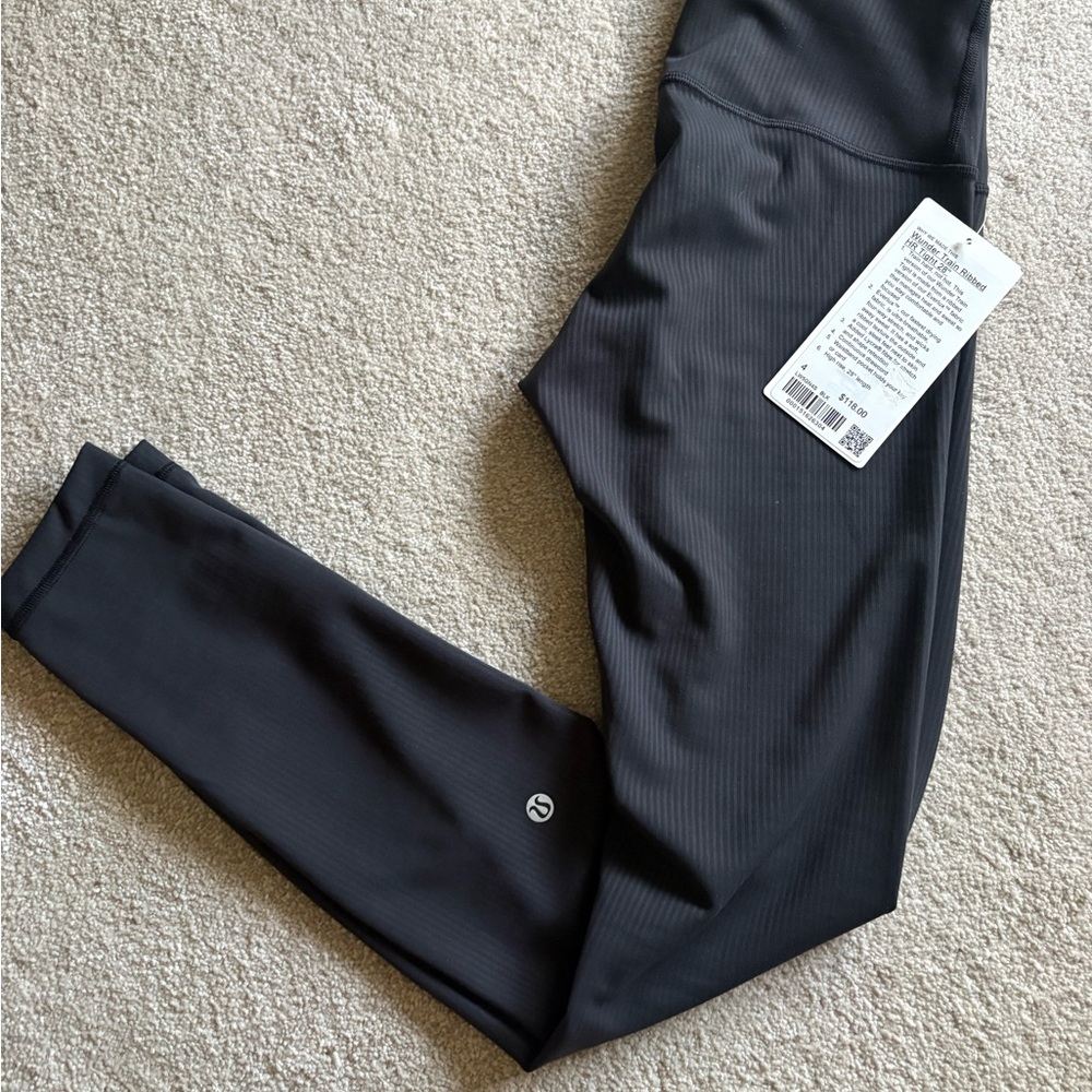 Lululemon Wunder Train Ribbed Black Leggings size 4 NWT